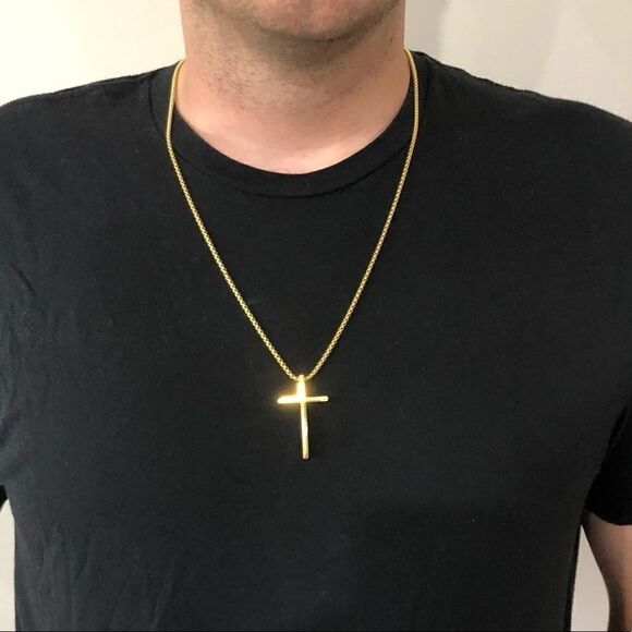 New Men’s Gold Cross Necklace - Picture 7 of 13